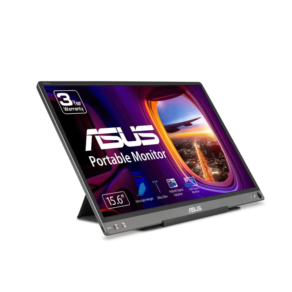 ASUS ZenScreen 15.6” 1080P Portable USB Monitor (MB16ACE) - Full HD (1920 x 1080), IPS, USB Type-C, Eye Care, Anti-Glare Surface, Lite Smart Case, External screen for laptop, 3-Year Warranty,Dark Gray