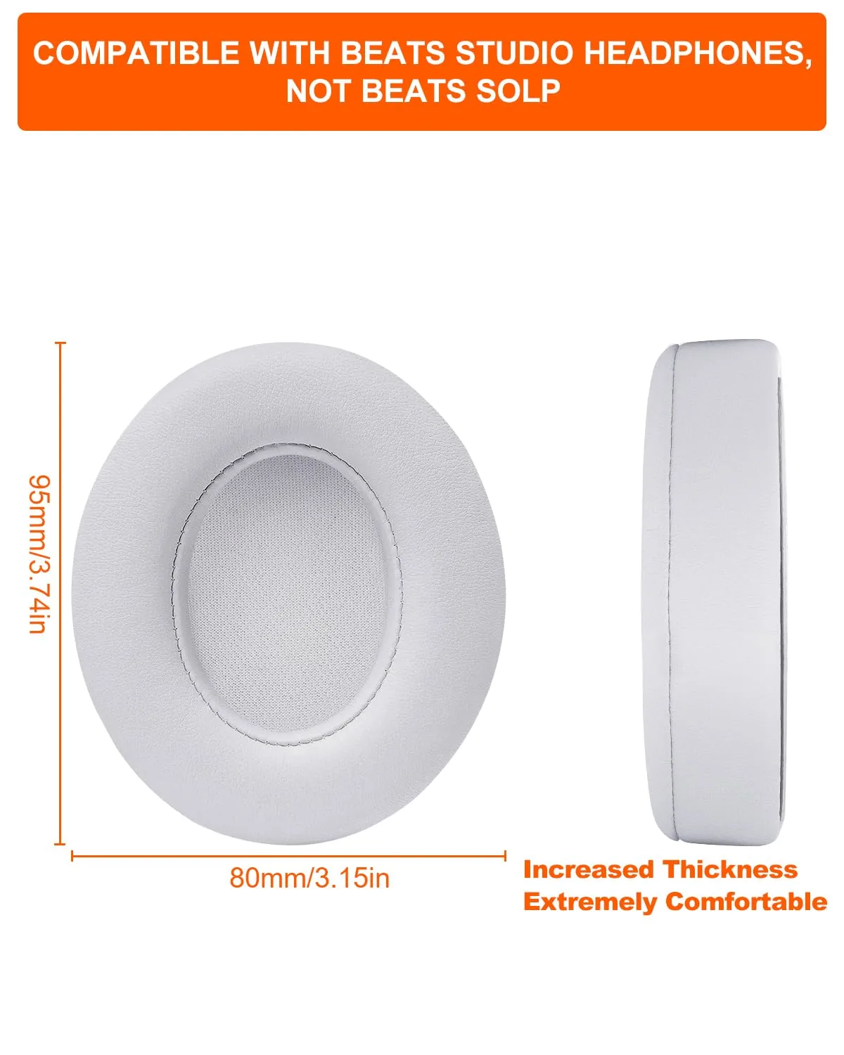 FEYCH Beats Studio Replacement Ear Pads 2 Pieces Noise Isolation Memory Foam Ear Cushions Cover for Beats Studio 2.0 Wired/Wireless B0500 B0501 Headphone & Beats Studio 3.0 (White)