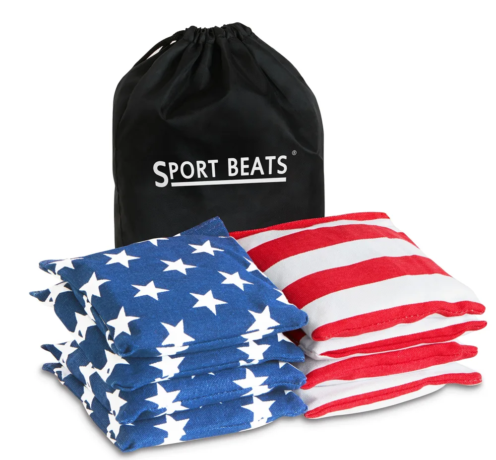 SPORT BEATS Cornhole Bags Set of 8 Regulation Weight & Size Corn Hole Bags Bean Bags for Cornhole Game Includes Carry Case