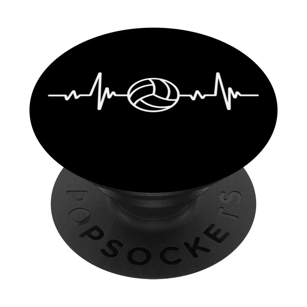 Volleyball Heart Beat Sport Hobby Interest Art Line Design PopSockets Swappable PopGrip