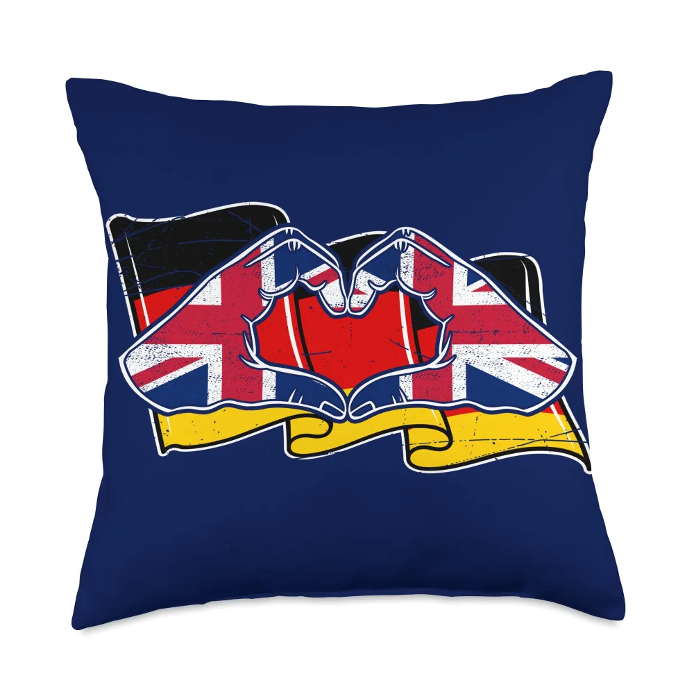 British Love for The Flag of Germany Throw Pillow, 18x18, Multicolor