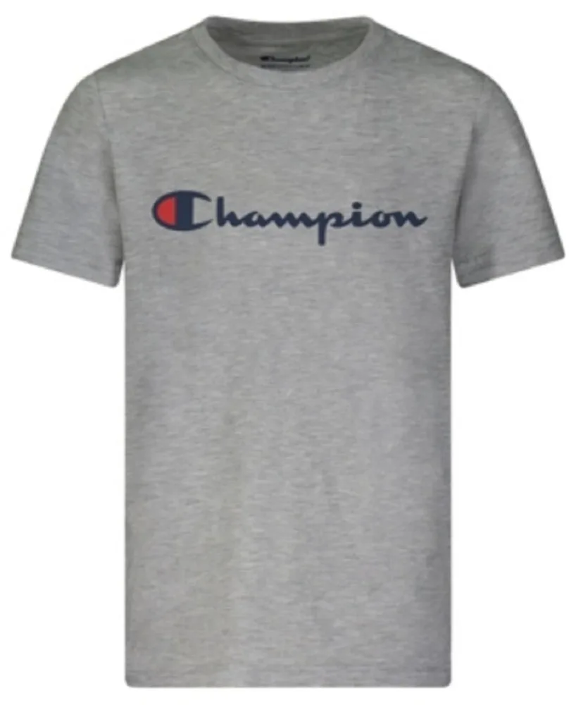 Champion Boys Short Sleeve Logo Tee Shirt, Oxford Heather, M