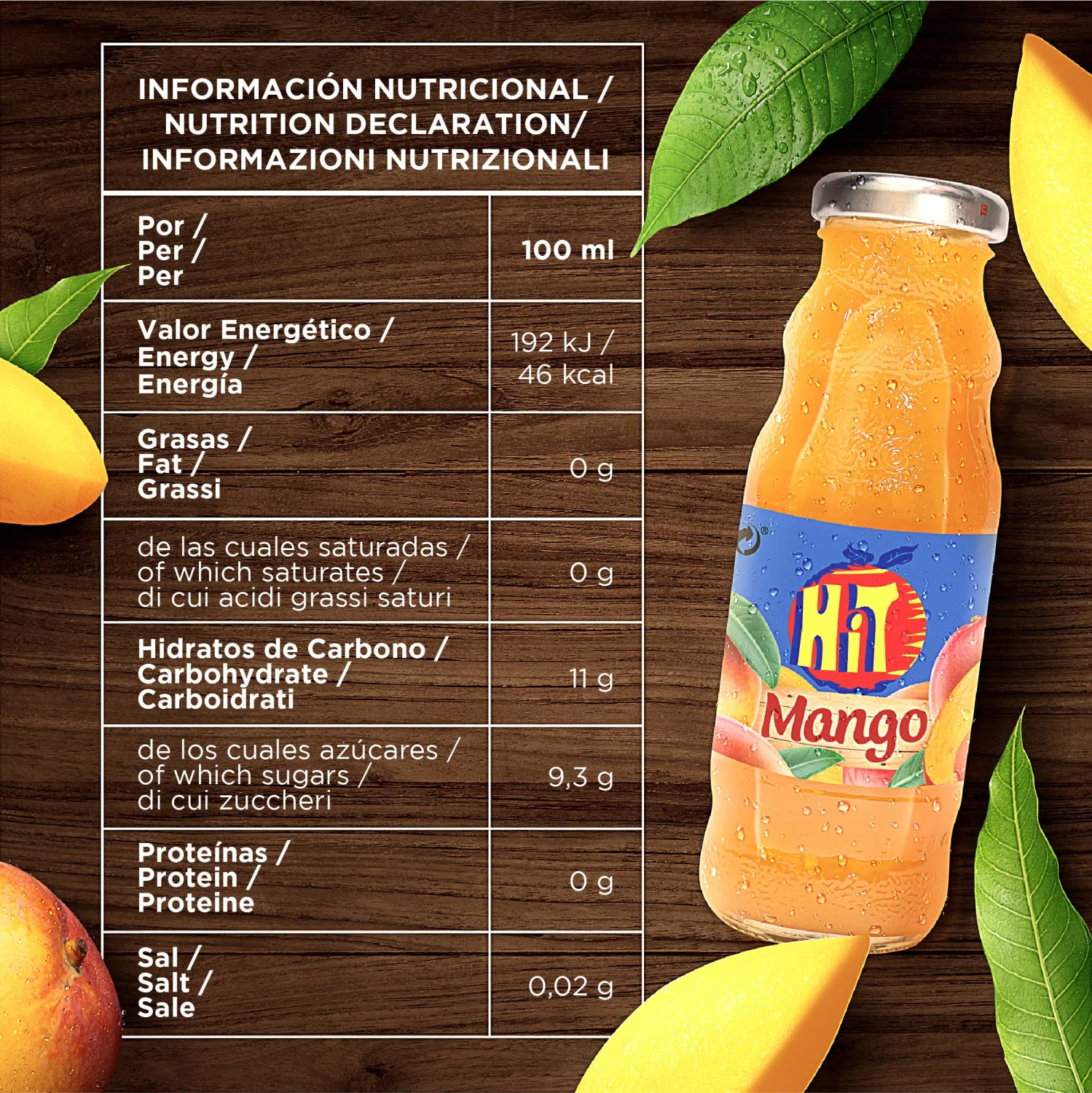 Hit Mango juice 8 fl oz | 237ml glass x 6 units