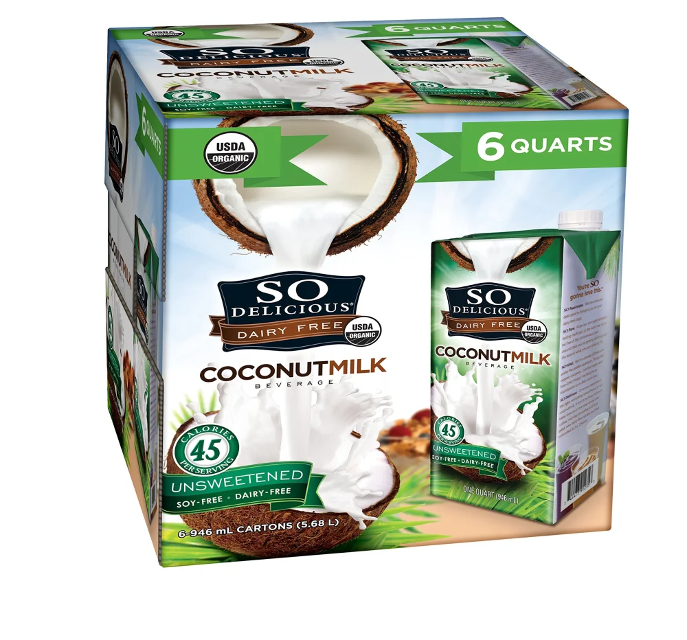 So Delicious Dairy-Free Organic Coconutmilk Beverage, Unsweetened, 32 Fl Oz (Pack of 6) Plant-Based Vegan Dairy Alternative, Great in Smoothies Protein Shakes or Cereal