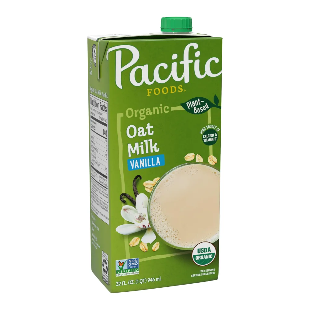 Pacific Foods Organic Vanilla Oat Milk, Plant Based Milk, 32 oz Carton