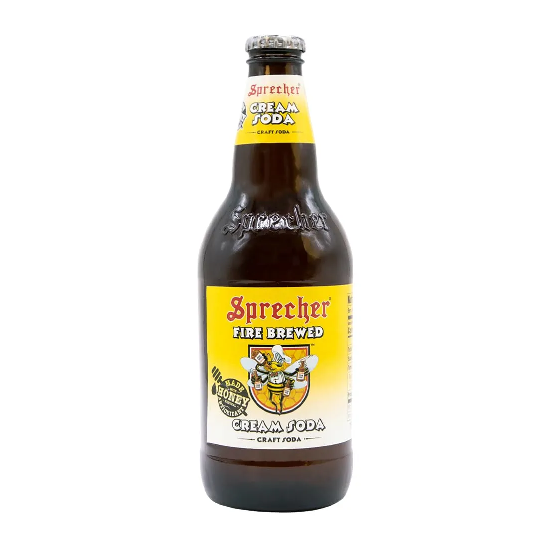Sprecher Cream Soda, Great Tasting, Hand Crafted, Fire-Brewed, Gourmet, Craft Soda, 16oz Glass Bottles- 12 PACK