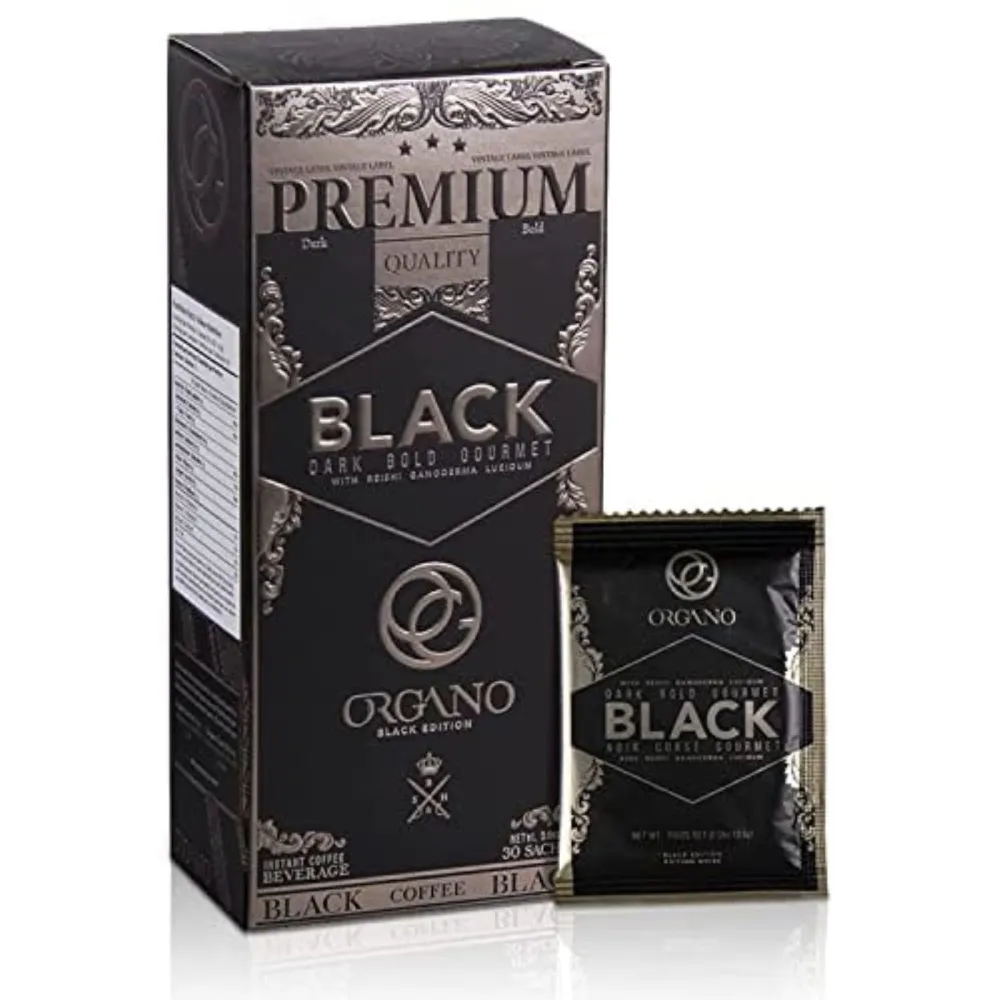 ORGANO Gourmet Black Coffee, 100% Certified Organic Ganoderma Lucidum Mushroom Coffee (30 sachets)