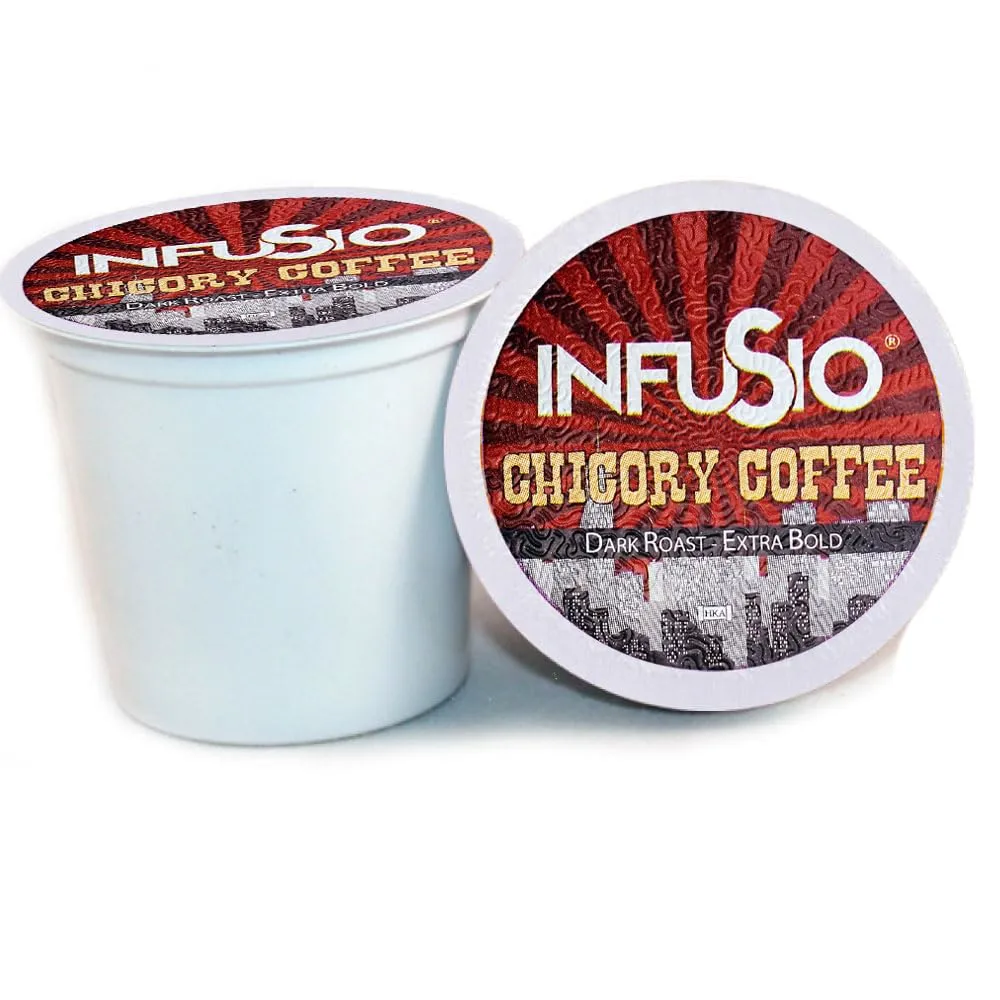 InfuSio Chicory Coffee Pods, Single Serve Coffee Pods for Keurig K Cups Brewers - Premium Roasted Coffee 96 Count