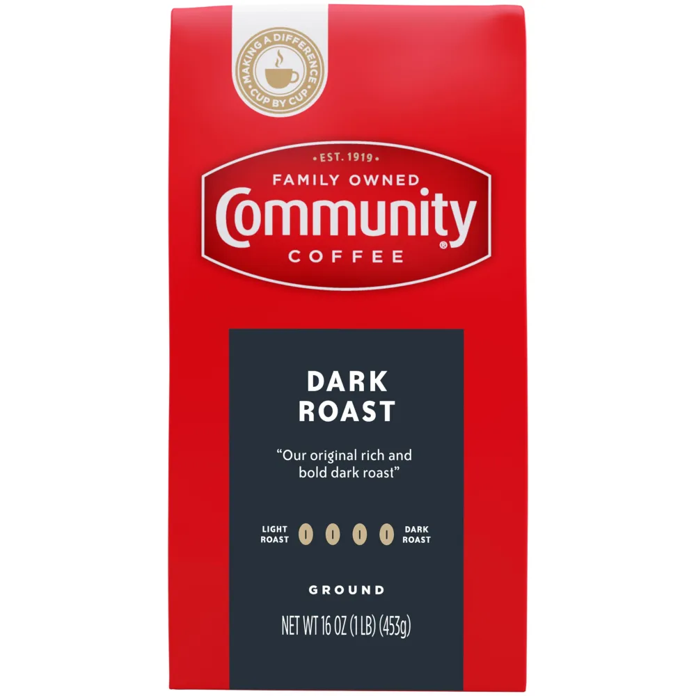 Community Coffee Dark Roast Ground Coffee, 16 oz Bag