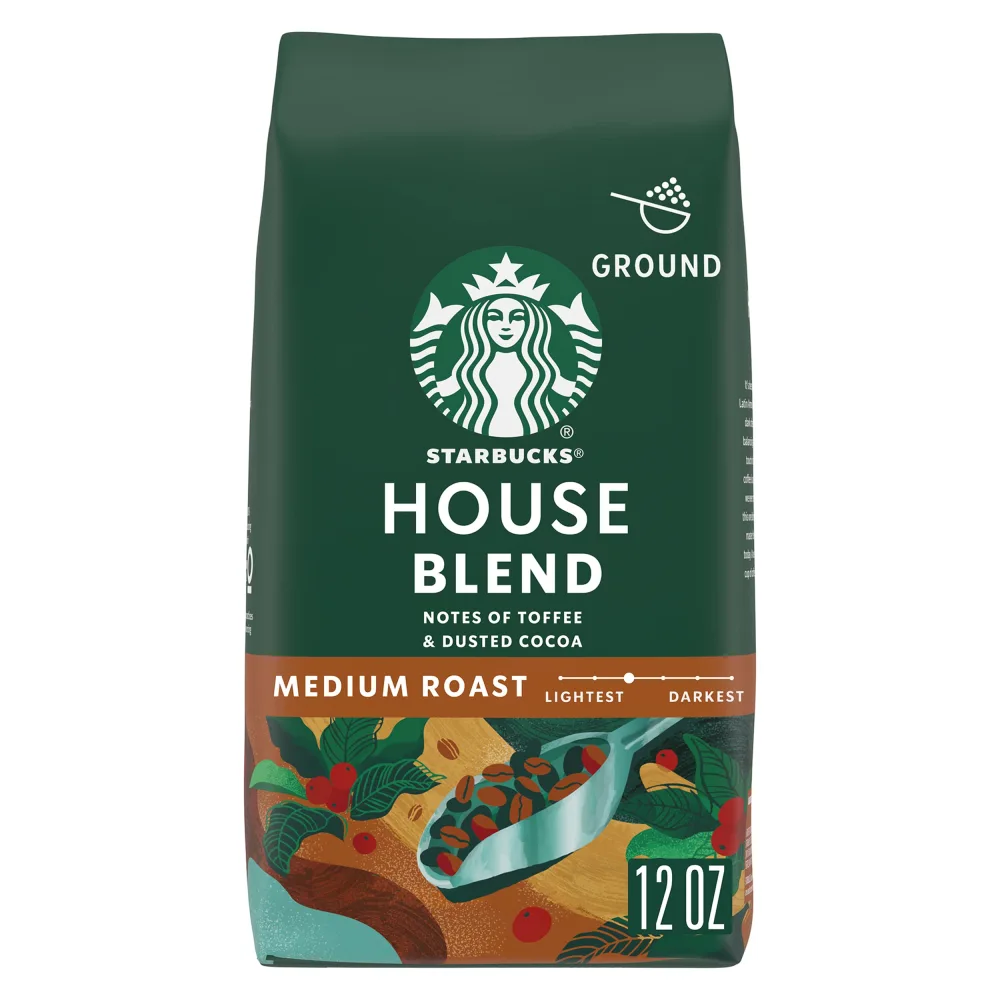 Starbucks Ground Coffee, Medium Roast Coffee, House Blend, 100% Arabica, 1 bag (12 oz)