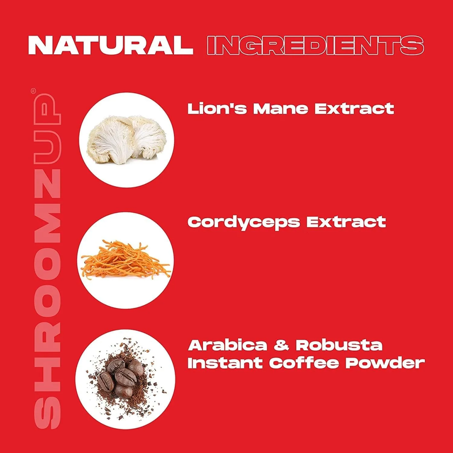 ShroomzUp Vegan Mushroom Coffee, Arabic Instant Coffee Mix With Lions Mane and Cordyceps for Travel, Better Focus, Energy, and Productivity, 15 Packets