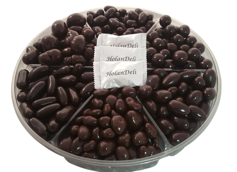 HolanDeli Dark Chocolate Covered Almonds, Pistachios, Hazelnuts, Cranberries, Cashews Gift Basket, 2.3lb