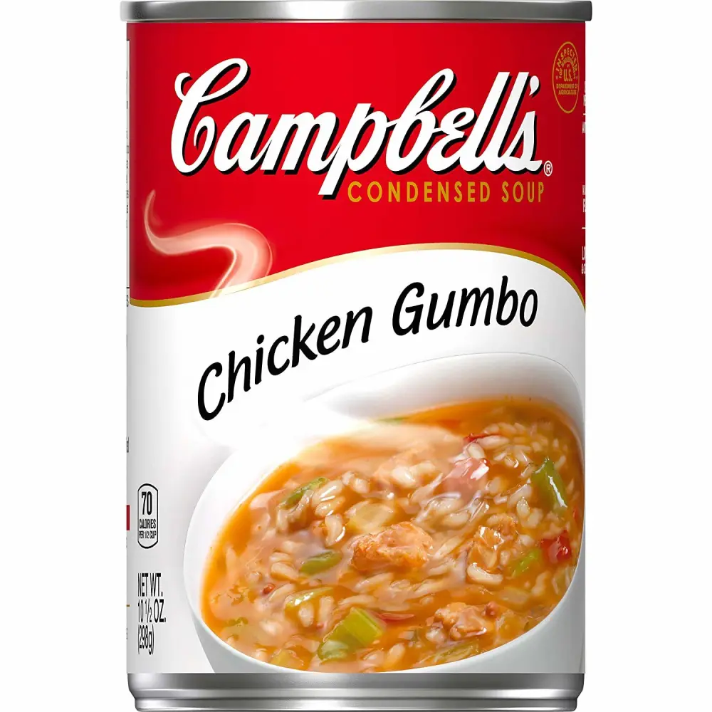 Condensed Soup, Campbell’s Chicken Gumbo Mix with Rice and Vegetable, an Instant Heart Healthy Food, Low in Fat and Cholesterol, Homestyle Gumbo Base Soup for the Whole Family, 6 - 10.5 oz cans