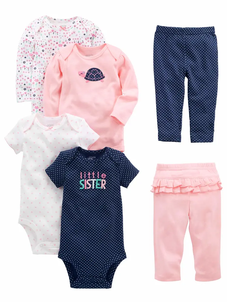 Simple Joys by Carter's baby-girls 6-piece Bodysuits (Short and Long Sleeve) and Pants Set