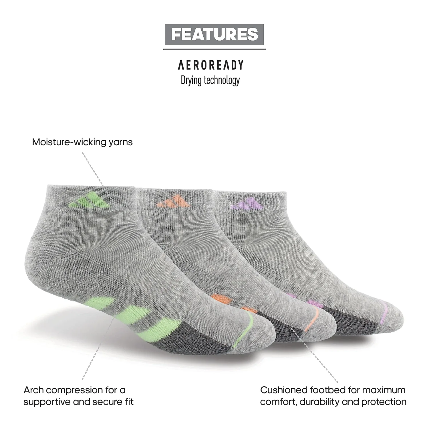adidas Women's Cushioned Low Cut Socks (3-Pair)