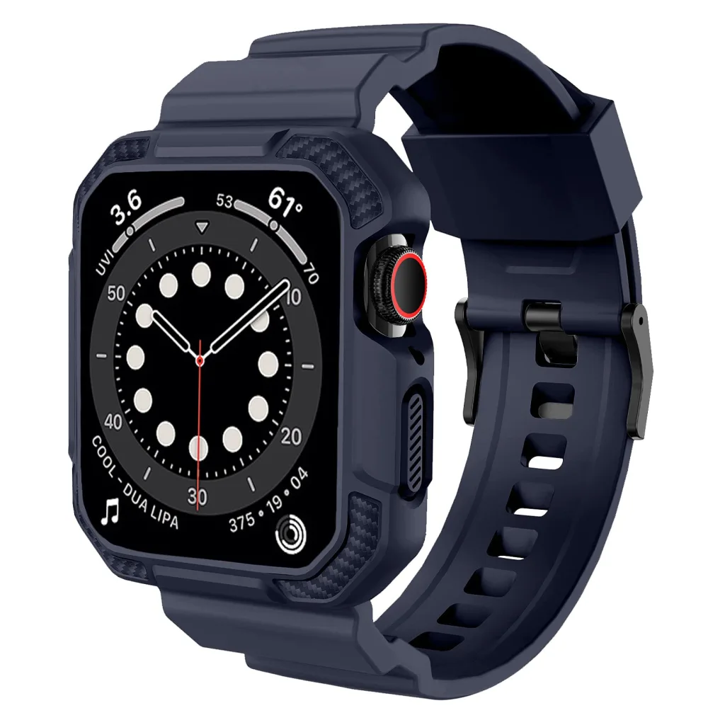 OROBAY Compatible with Apple Watch Band 41mm 40mm 38mm with Case, Shockproof Rugged Band Strap for iWatch SE2 SE Series 9/8/7/6/5/4/3/2/1 41mm 40mm 38mm with Bumper Case Cover Men Women, Midnight Blue