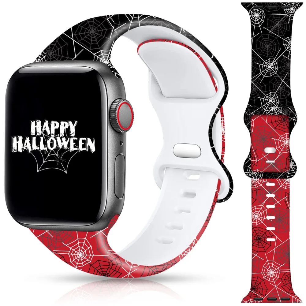 Watch Band Compatible with Apple Watch 38mm 40mm 41mm 42mm 44mm 45mm, Halloween Sport Band Compatible with Apple Smartwatch for Women for iWatch Series 7/6/5/4/3/2/1/SE