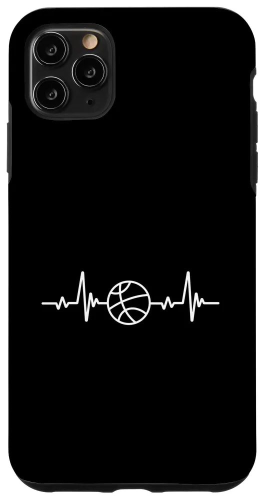 iPhone 11 Pro Max Basketball Heart Beat Sport Hobby Interest Art Line Design Case