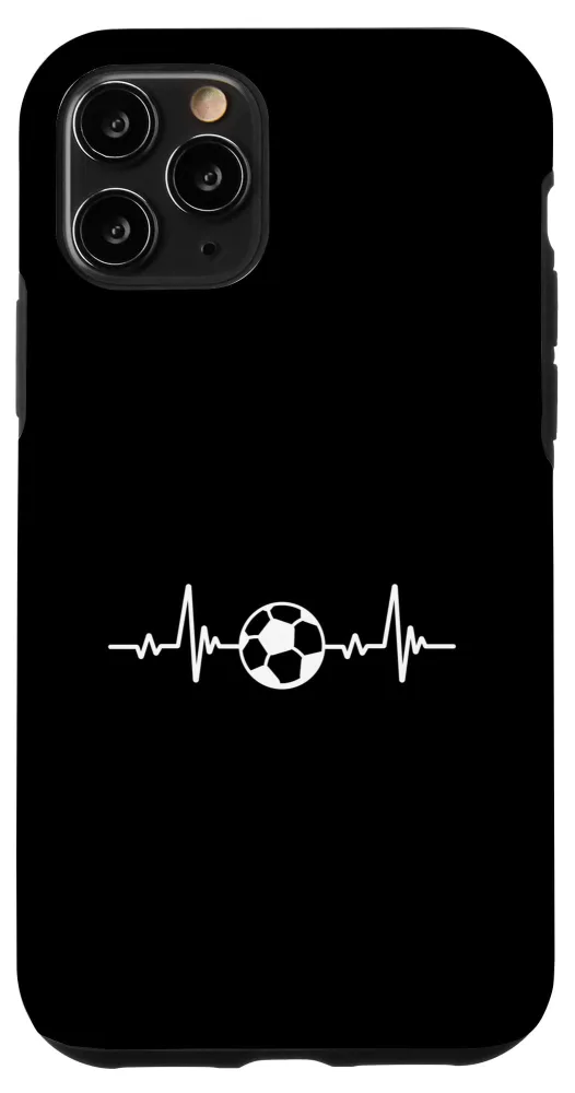 iPhone 11 Pro Soccer Football Heart Beat Sport Hobby Interest Art Line Case