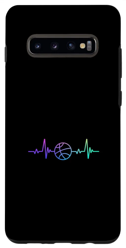 Galaxy S10+ Basketball Heart Beat Sport Hobby Interest Art Line Design Case