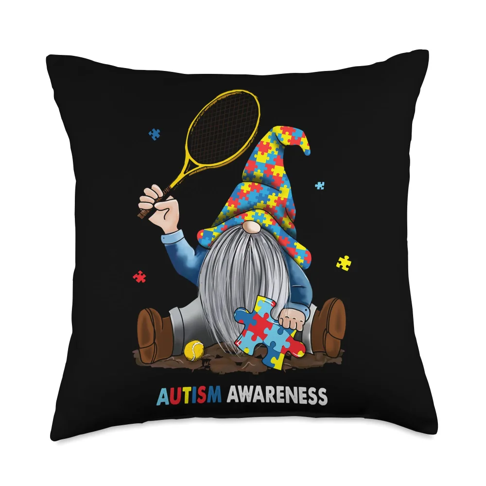 Colorful Puzzle Pieces Awareness Peace Autism Love Throw Pillow, 18x18, Multicolor