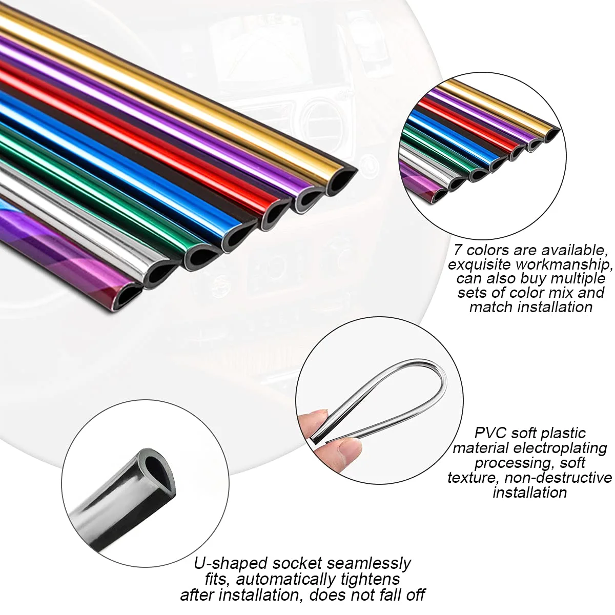 20 Pieces Car Air Conditioner Decoration Strip for Vent Outlet, Universal Waterproof Bendable Air Vent Outlet Trim Decoration, Suitable for Most Air Vent Outlet, Car Interior Accessories (Multicolor)