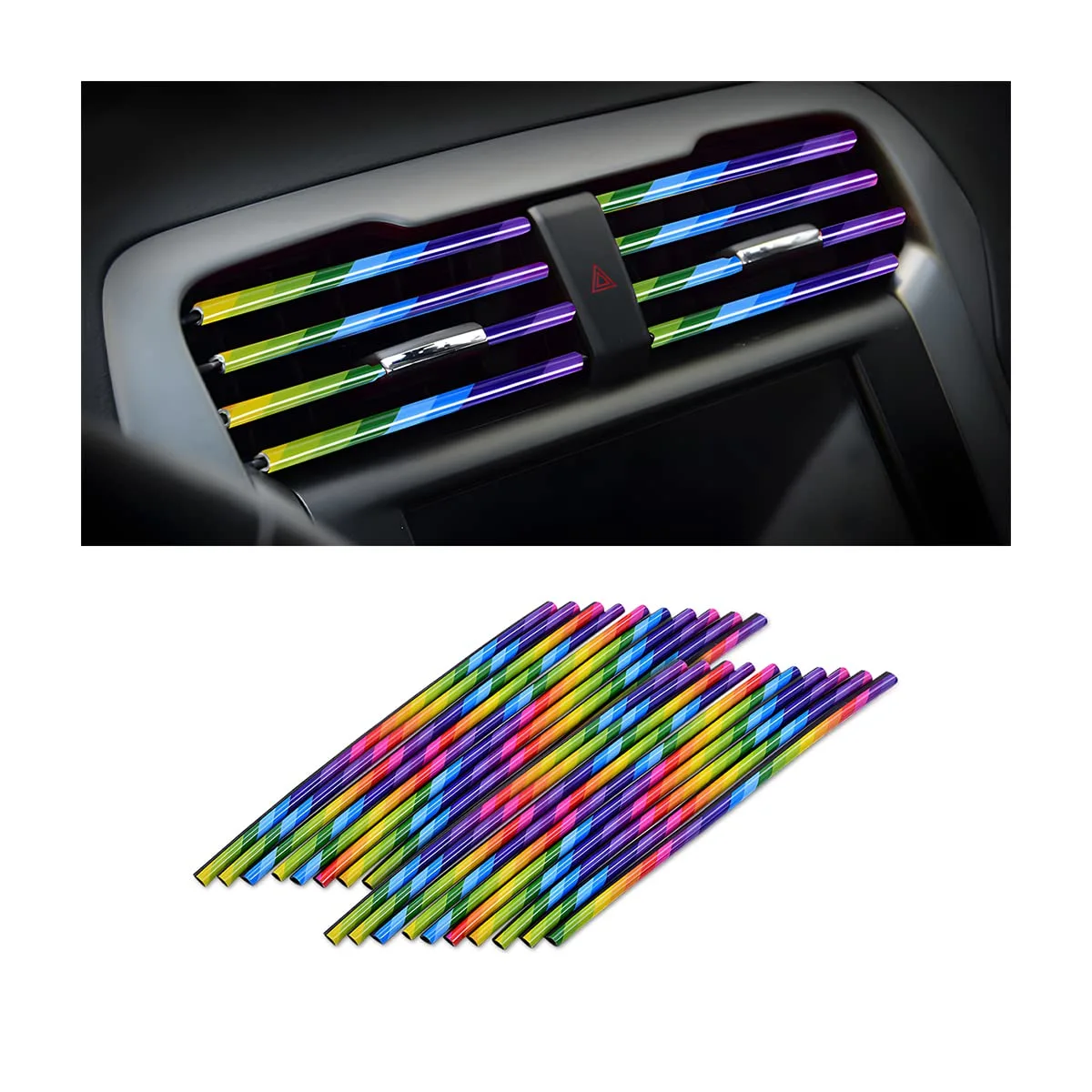 20 Pieces Car Air Conditioner Decoration Strip for Vent Outlet, Universal Waterproof Bendable Air Vent Outlet Trim Decoration, Suitable for Most Air Vent Outlet, Car Interior Accessories (Multicolor)