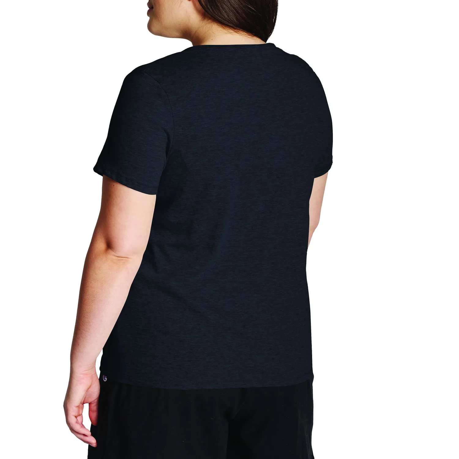 Champion Women's Plus Jersey V-Neck Tee, Script Logo