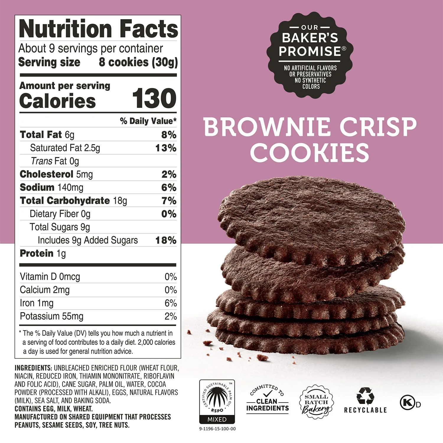 Dewey's Bakery Brownie Crisp Cookie Thins | No Artificial Flavors, Synthetic Colors or Preservatives | Baked in Small Batches | 9oz (Pack of 1)