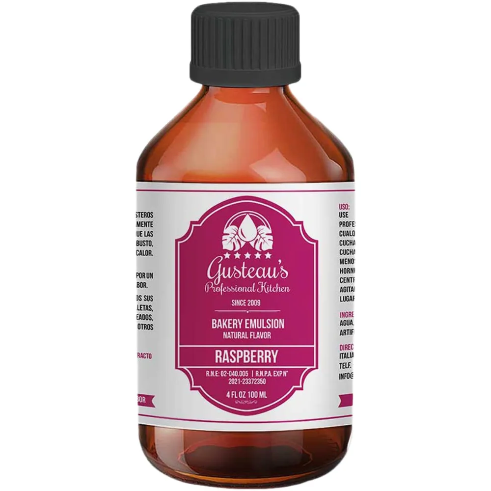 Gusteau's - Raspberry Flavor Bakery Emulsion, 4 fl oz (100ml) Alcohol Free, Sugar Free, Kosher (Raspberry)