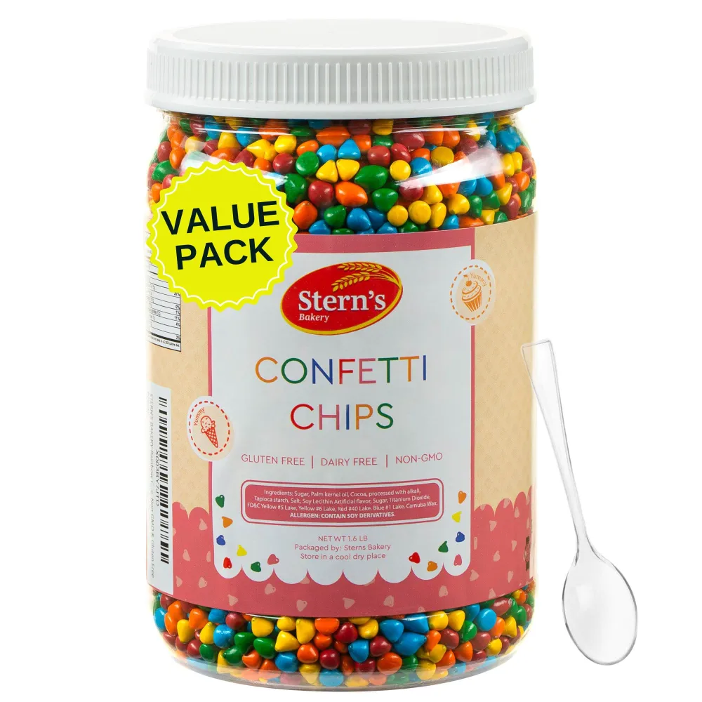 Rainbow Candy Coated Chocolate Chips | 1.5 lbs Cosmic Brownie Sprinkles | Mini Chocolate Baking Chips for Ice Cream & Cake Decorating | Kosher Nut Free Non GMO Vegan & Gluten Free | Stern’s Bakery