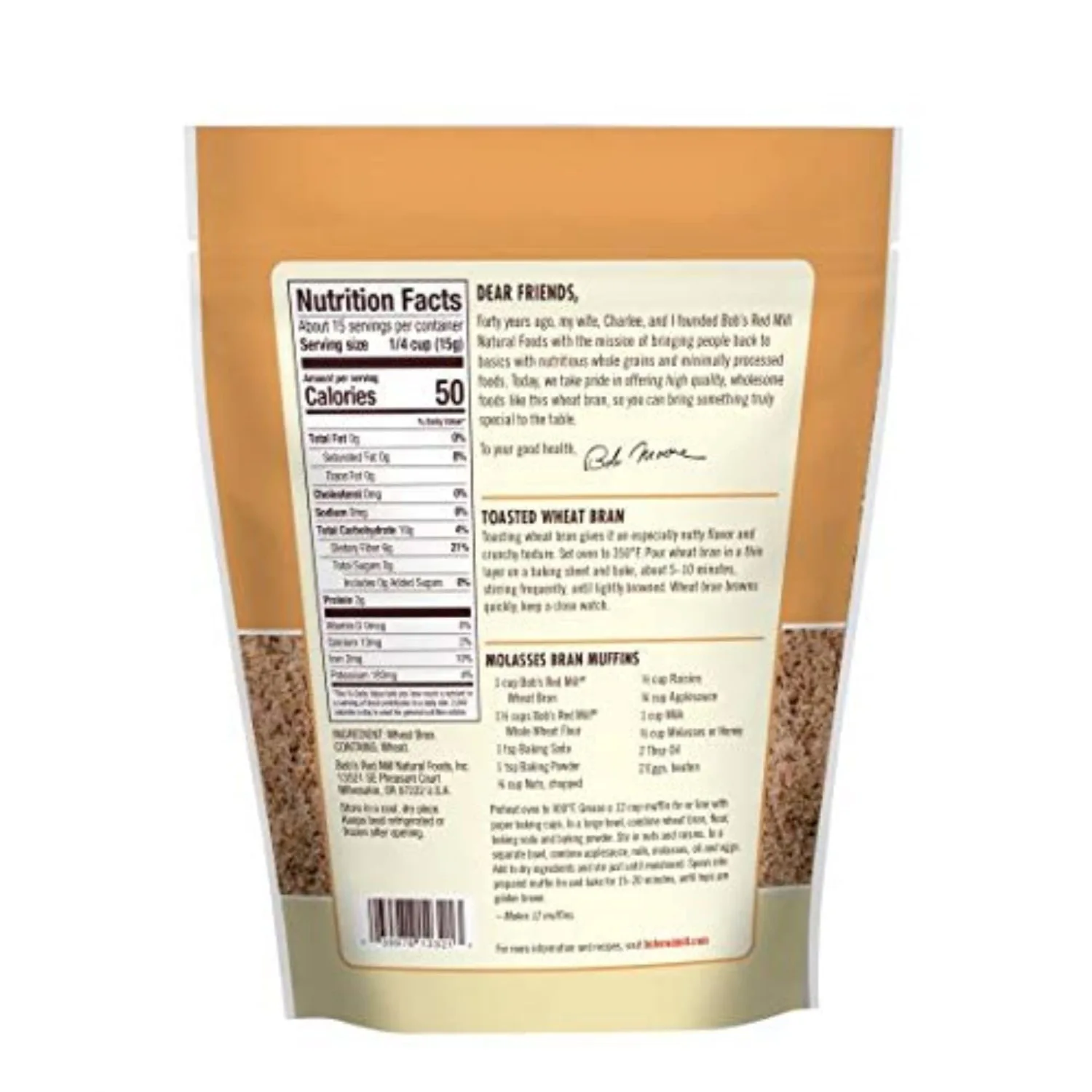 Bob's Red Mill Unprocessed Miller's Wheat Bran, 8 Ounce