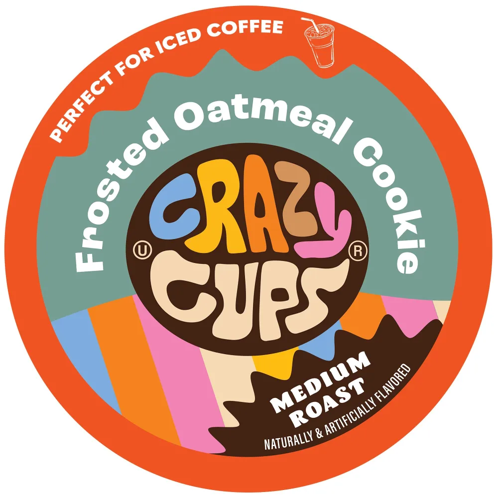 Crazy Cups Flavored Coffee for Keurig K-Cup Machines, Frosted Oatmeal Cookie, Hot or Iced Coffee, 22 Single Serve, Recyclable Pods(Pack of 1)