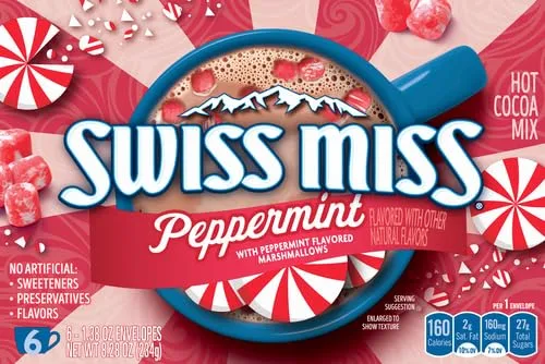 Swiss Miss Peppermint Flavored Hot Cocoa Mix, 6 Count Hot Cocoa Mix Packets