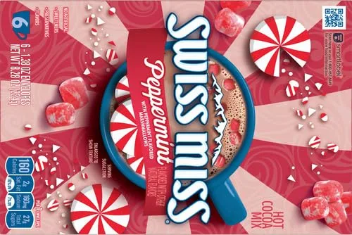 Swiss Miss Peppermint Flavored Hot Cocoa Mix, 6 Count Hot Cocoa Mix Packets