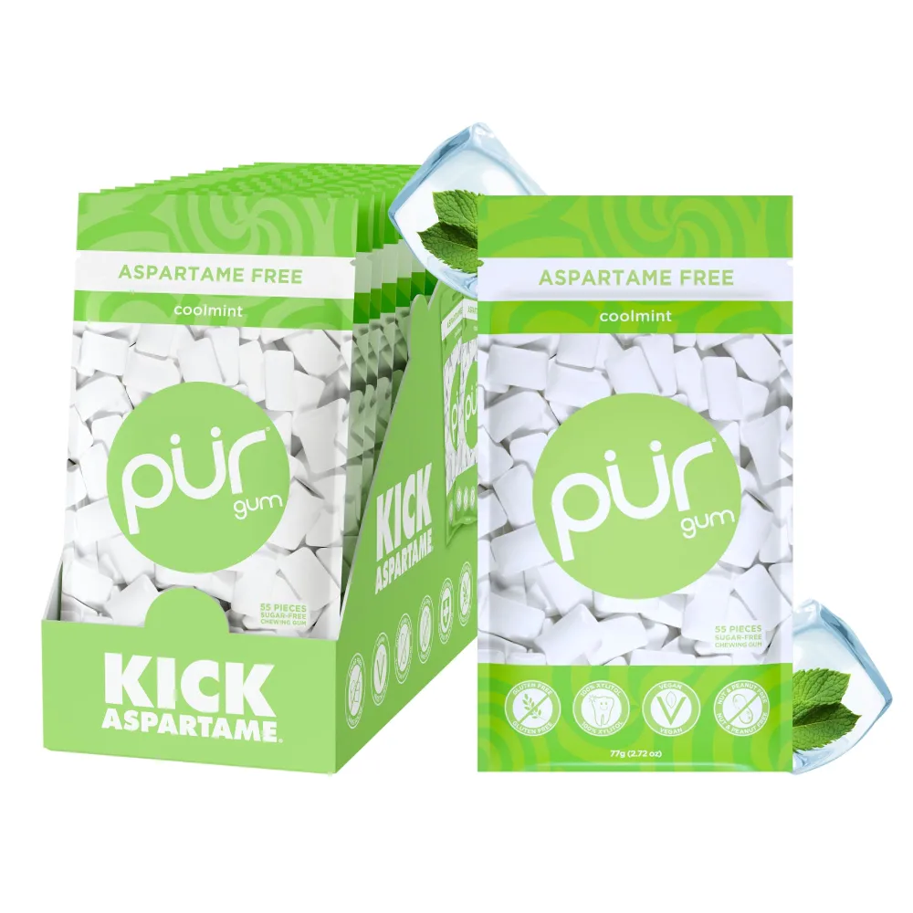 PUR Gum | Aspartame Free Chewing Gum | 100% Xylitol | Natural Coolmint Flavored Gum, 55 Pieces (Pack of 12)