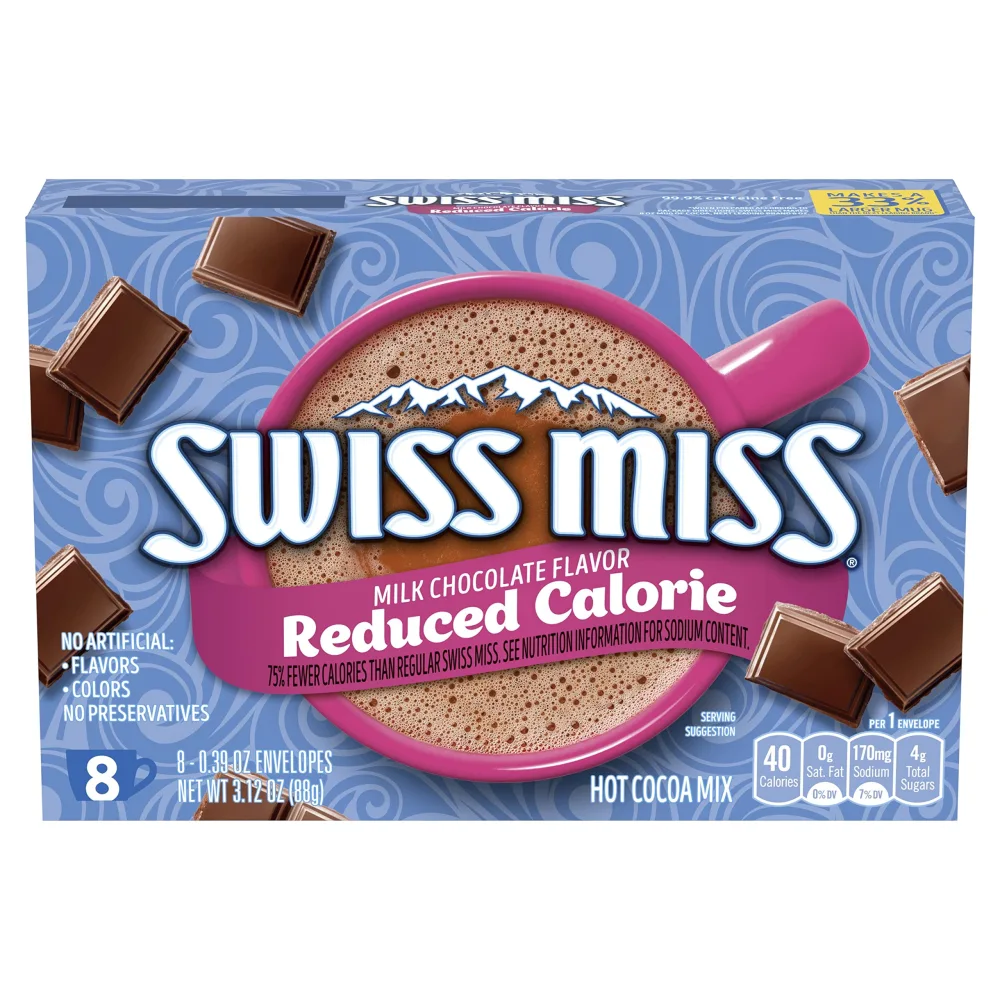 Swiss Miss Reduced Calorie Milk Chocolate Flavored Hot Cocoa Mix, 8 Count Hot Cocoa Mix Packets