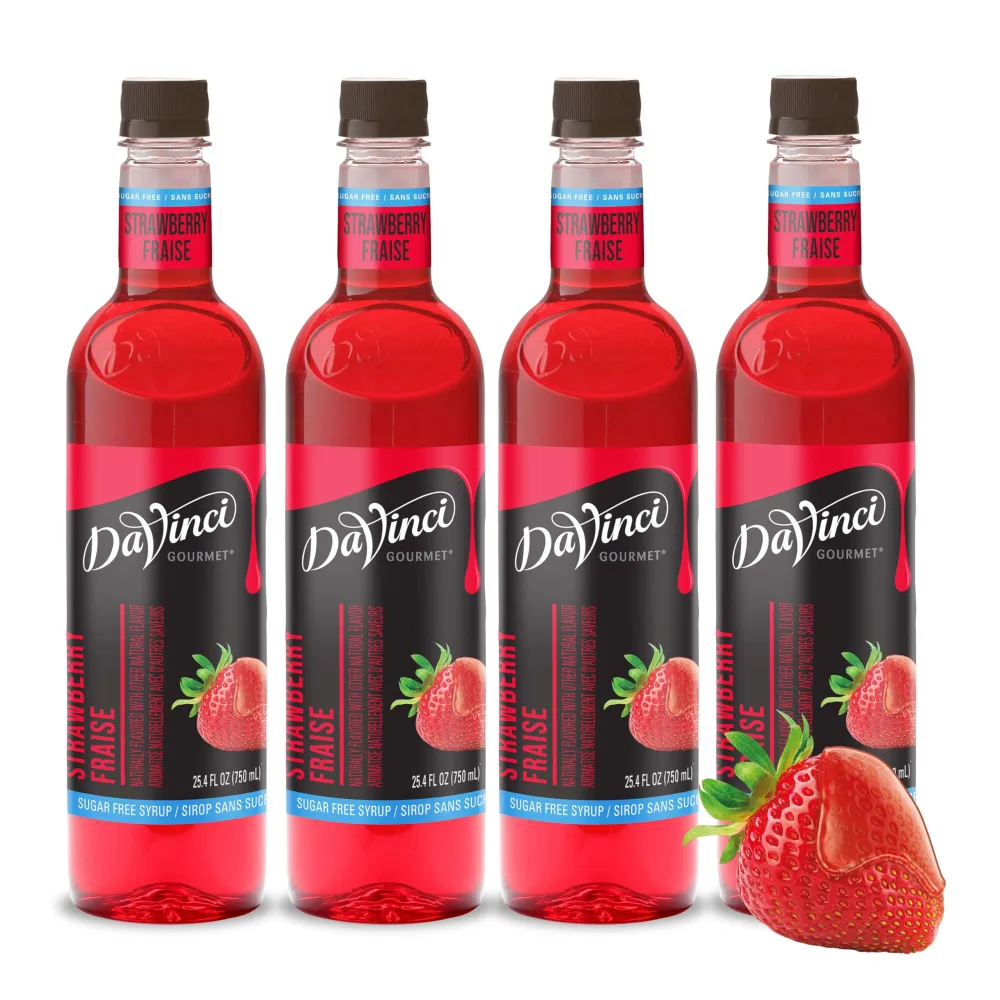 DaVinci Gourmet Sugar-Free Strawberry Syrup, 25.4 Ounce (Pack of 4)