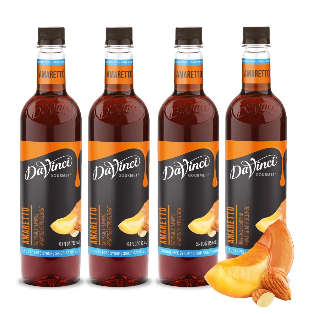 DaVinci Gourmet Sugar-Free Amaretto Syrup, 25.4 Fluid Ounces (Pack of 4)