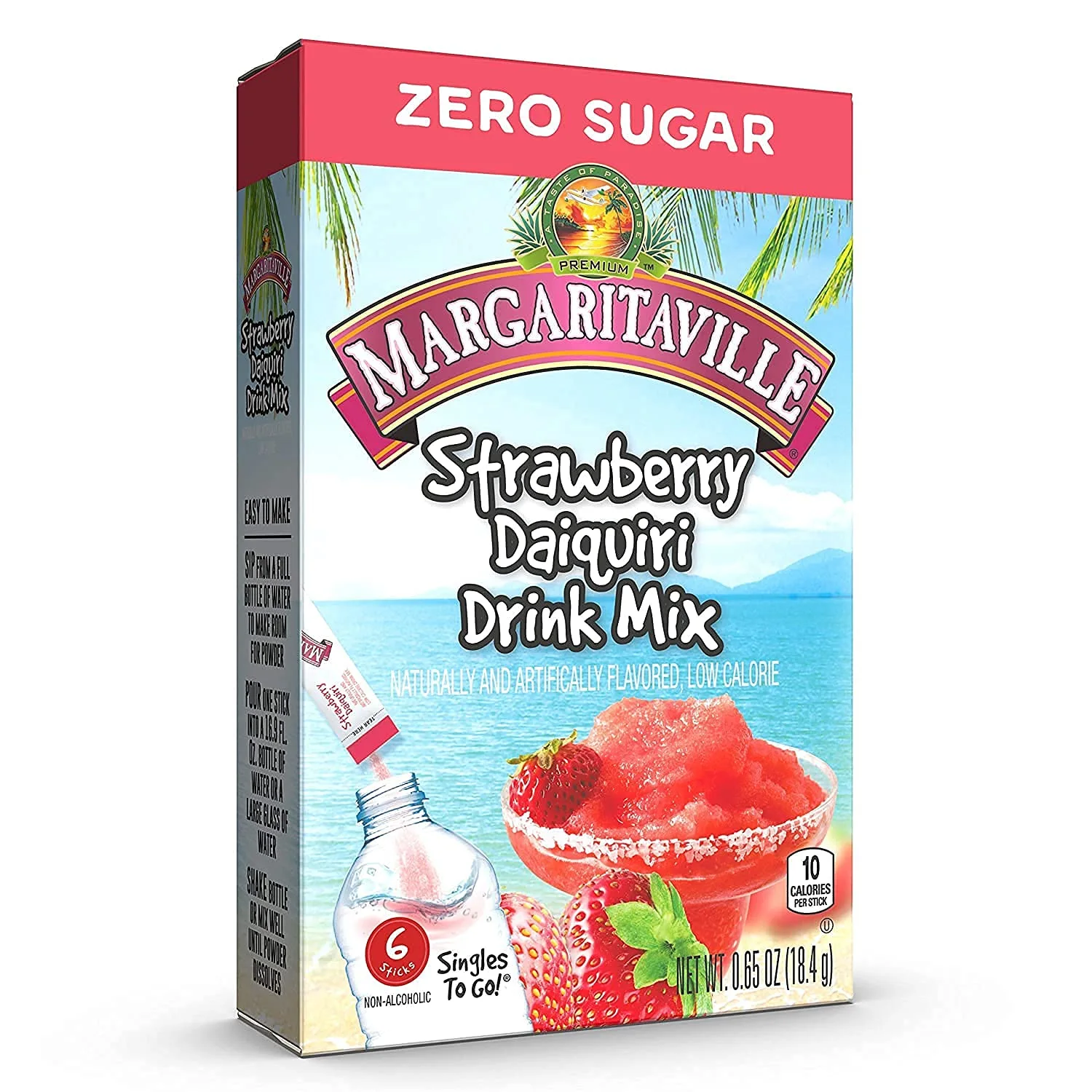 Margaritaville Singles To Go Water Drink Mix - Strawberry Daiquiri, 6 Count (Pack of 3)