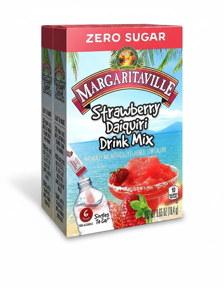 Margaritaville Singles To Go Water Drink Mix - Strawberry Daiquiri, 6 Count (Pack of 3)