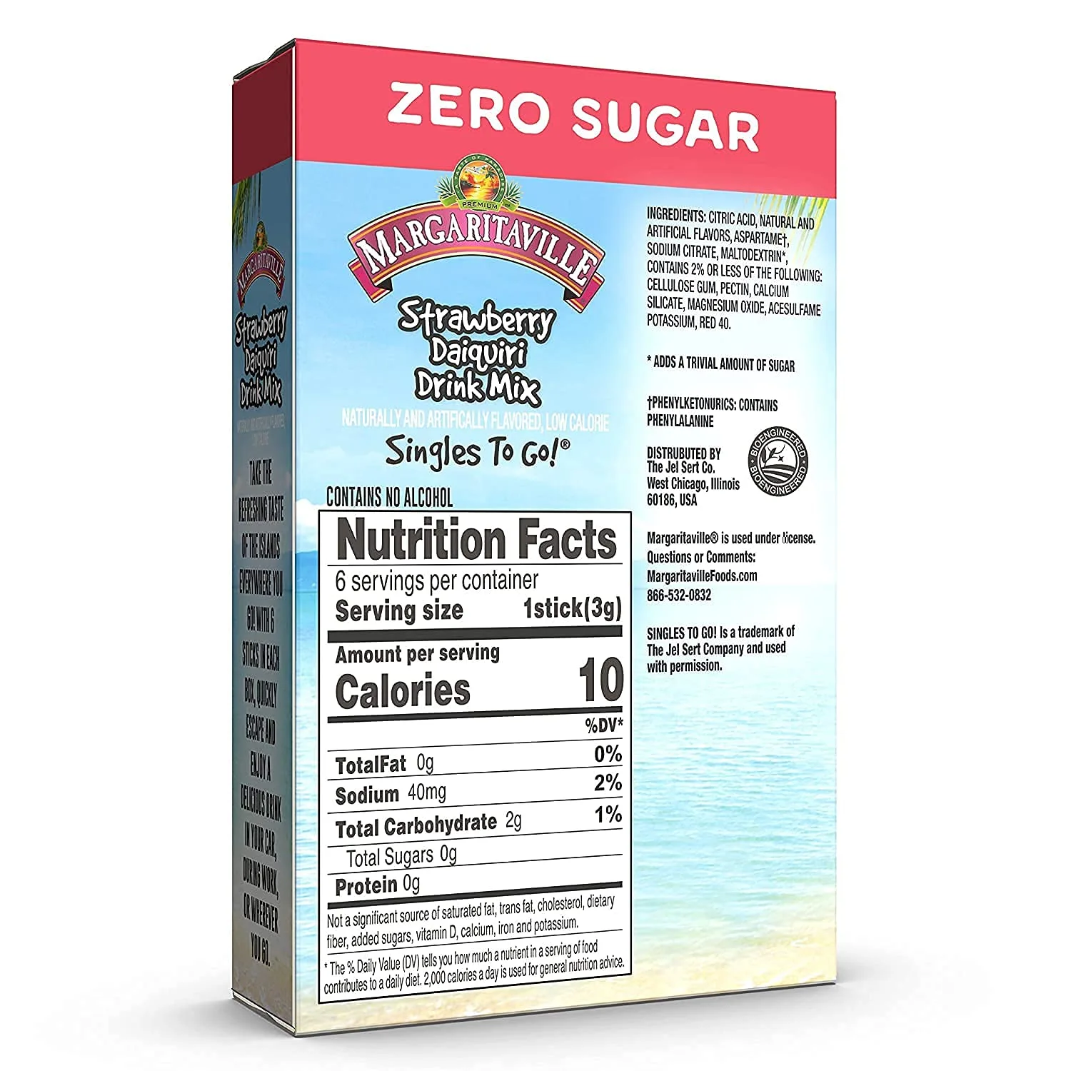 Margaritaville Singles To Go Water Drink Mix - Strawberry Daiquiri Flavored, Non-Alcoholic Powder Sticks (4 Boxes with 6 Packets Each - 24 Total Servings), 0.65 Ounce (Pack of 4)