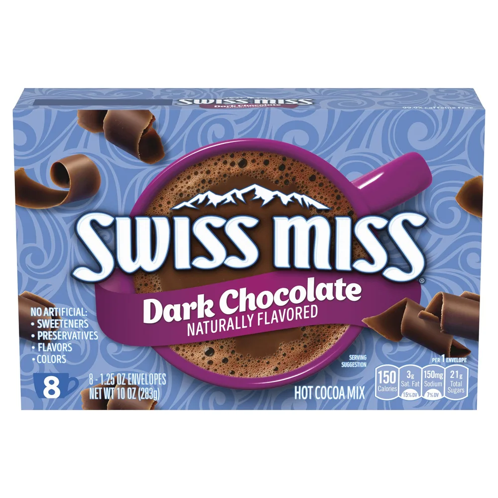 Swiss Miss Dark Chocolate Flavored Hot Cocoa Mix, 8 Count Hot Cocoa Mix Packets