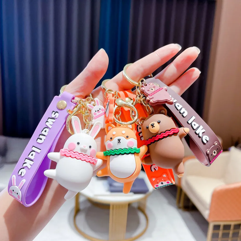 Rabbit Keychain Cartoon Three-dimensional Keychain School Bag Hanging Ornaments