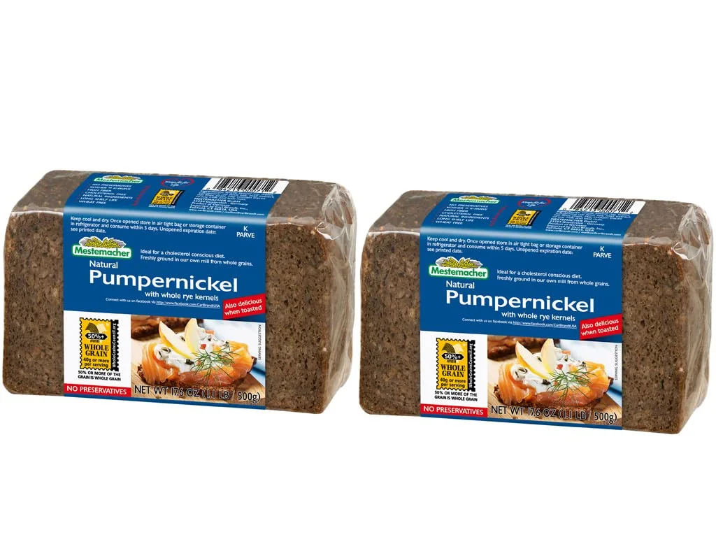 Mestemacher Whole Grain Bread (Pumpernickel, 17.6 oz, pack of 2)