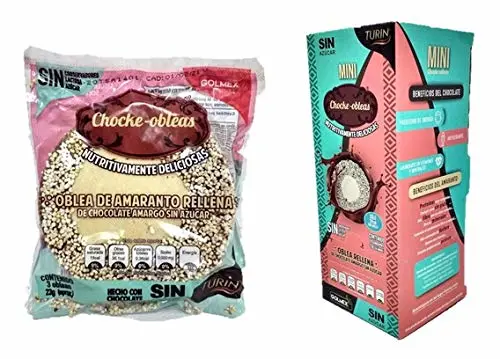 Mini Choke-Obleas Chocolate Wafer Cookies Turin Amaranth Wafers Filled with Chocolate Waffles 10 Snack Packs, Obleas de Amaranto Rellenas de Chocolate Turin sin Azucar 10 Snack Packs Galletas