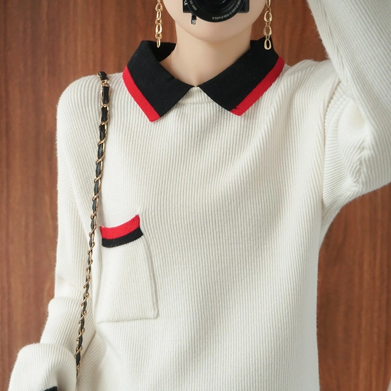 Color Blocking Loose Slouchy Versatile Sweater