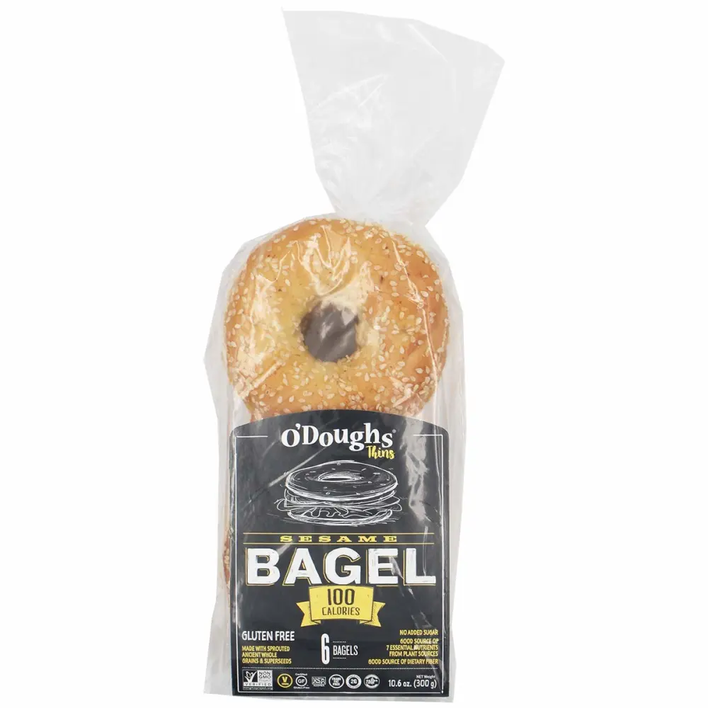 O'Doughs Thins - Sesame Bagels 10.6 oz | Presliced | Good Source of Fibre, Cholesterol Free, Trans Fat Free. | Pack of 6 |