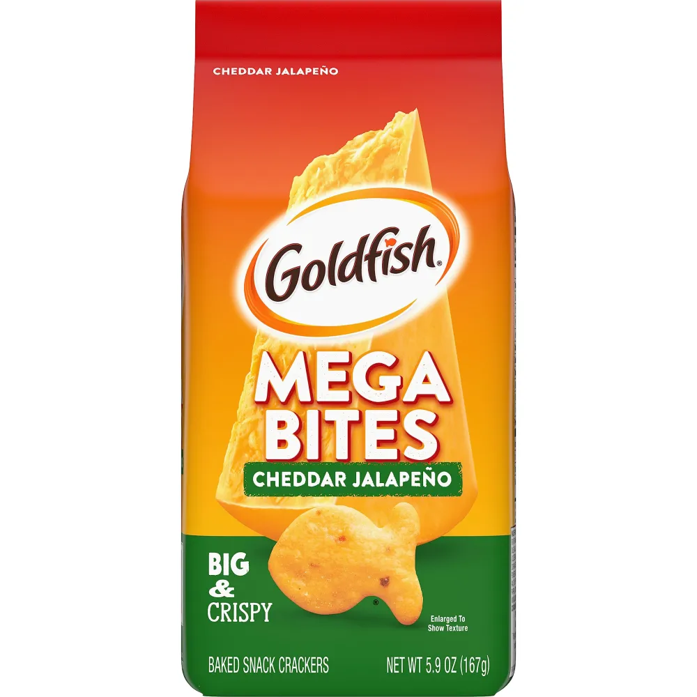 Goldfish Mega Bites, Cheddar Jalapeno Crackers, 5.9 Oz Bag