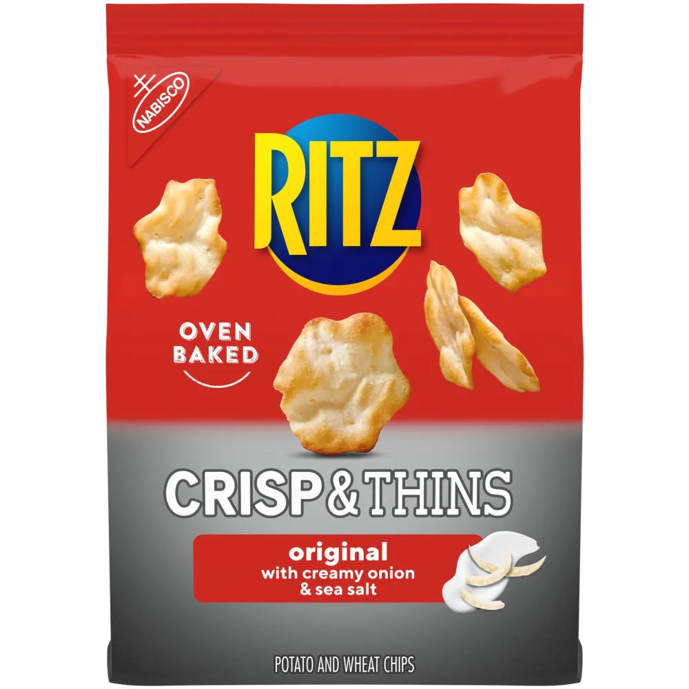 RITZ Crisp and Thins Original with Creamy Onion and Sea Salt Chips, 7.1 oz